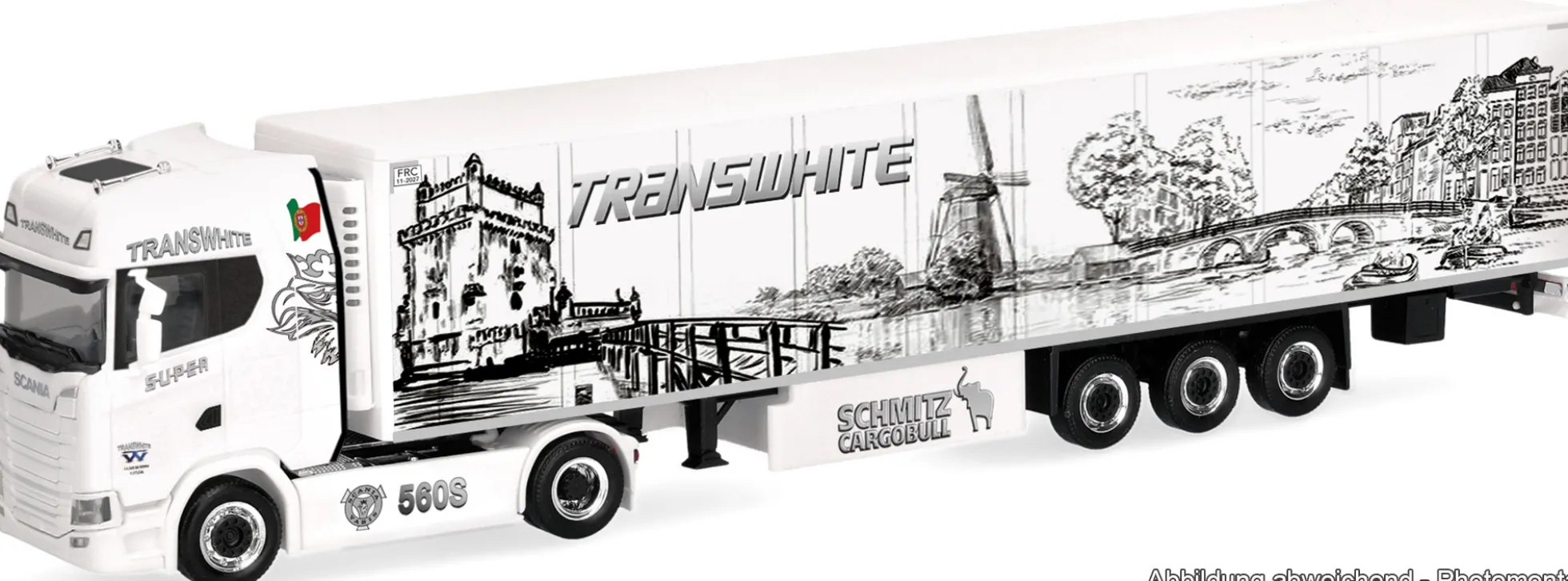 herpa 322362 Scania CS 20 HD Kühlkoffer-Sattelzug - Transwhite | LKW-Modell 1:87