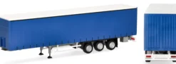 herpa 077149 Schmitz Gardinenplanenauflieger mit innenliegender Verriegelung blau LKW-Zubehör 1:87