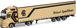 herpa 322195 Volvo FH Aero GL XL Jumbogardinenplanensattelzug Spedition Braun LKW-Modell 1:87