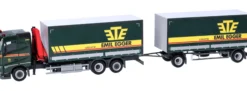 herpa 320504 Volvo FH 2020 Flachdach Planenhängerzug mit Kran Emil Egger LKW-Modell 1:87
