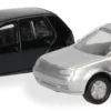 herpa 066952 VW Golf IV - schwarz/silber | 2 Stück | Modellautos 1:160