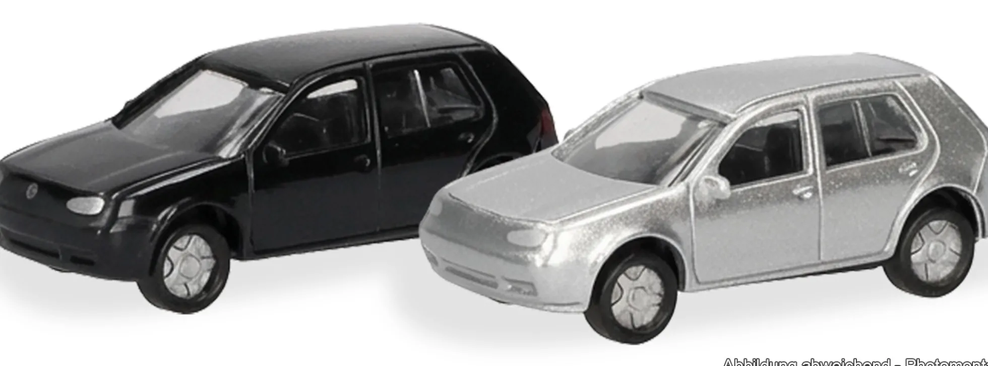 herpa 066952 VW Golf IV - schwarz/silber | 2 Stück | Modellautos 1:160
