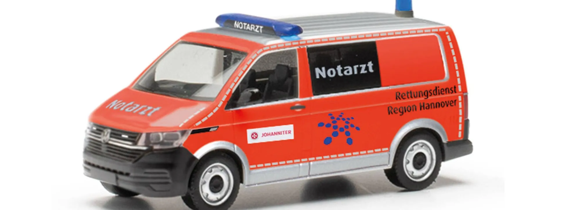 herpa 097864 VW T6.1 Halbbus NEF Rettungsdienst Region Hannover Johanniter Blaulichtmodell 1:87