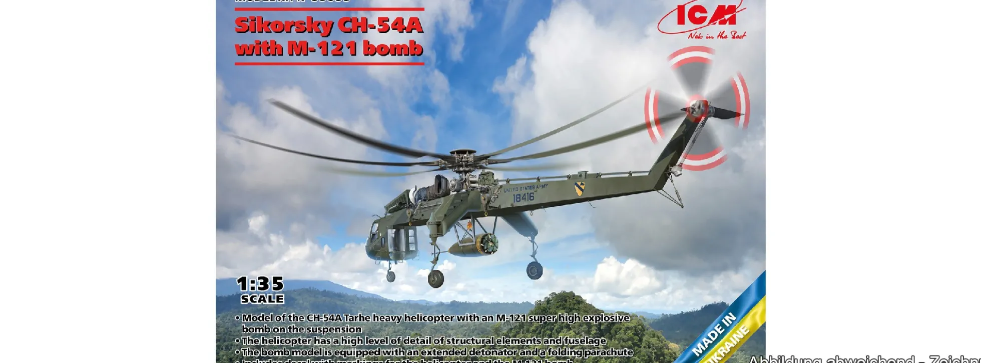 ICM 53055 Sikorsky CH-54A Tarhe mit BLU-82/B Daisy Cutter bomb | Hubschrauber Bausatz 1:35