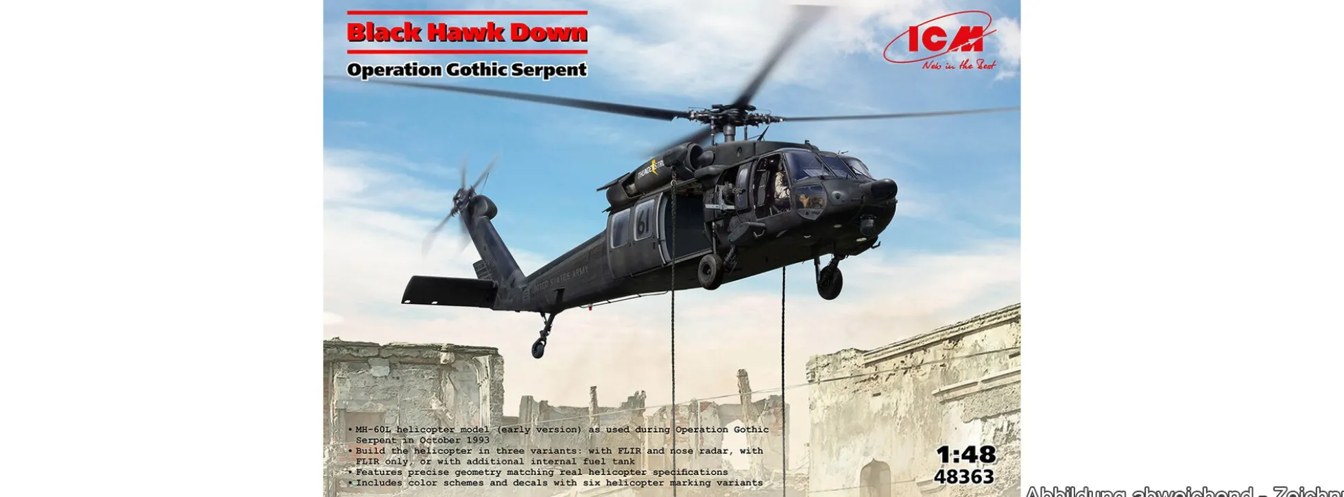 ICM 48363 Sikorsky MH-60L Black Hawk Down Operation Gothic Serpent | Hubschrauber Bausatz 1:48