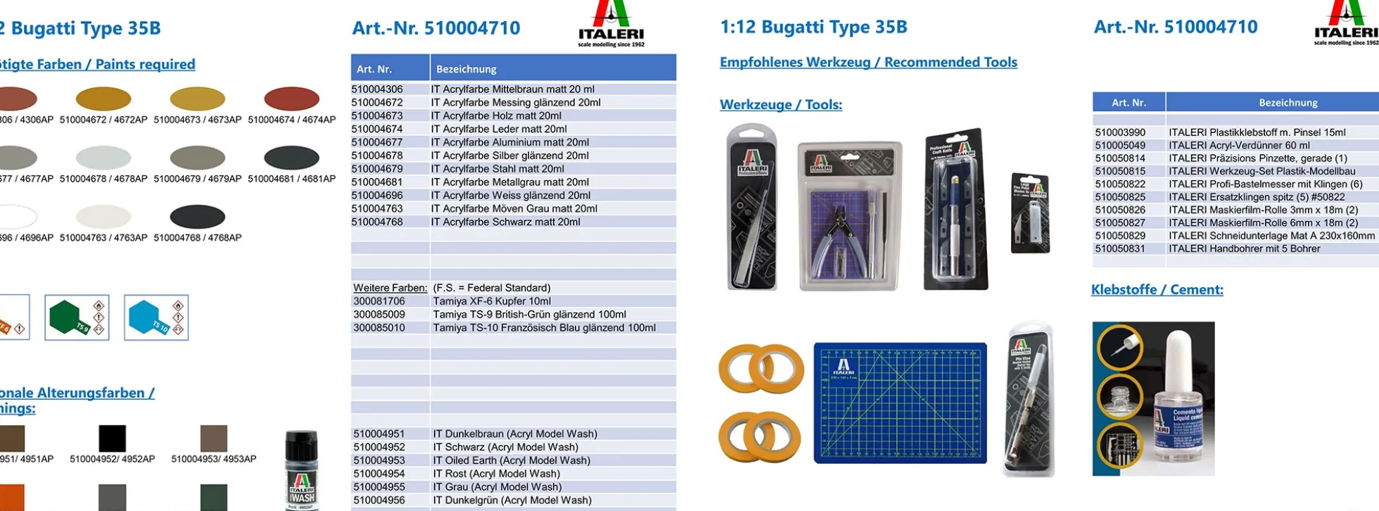 ITALERI 4710 Bugatti Type 35B | Auto Bausatz 1:12