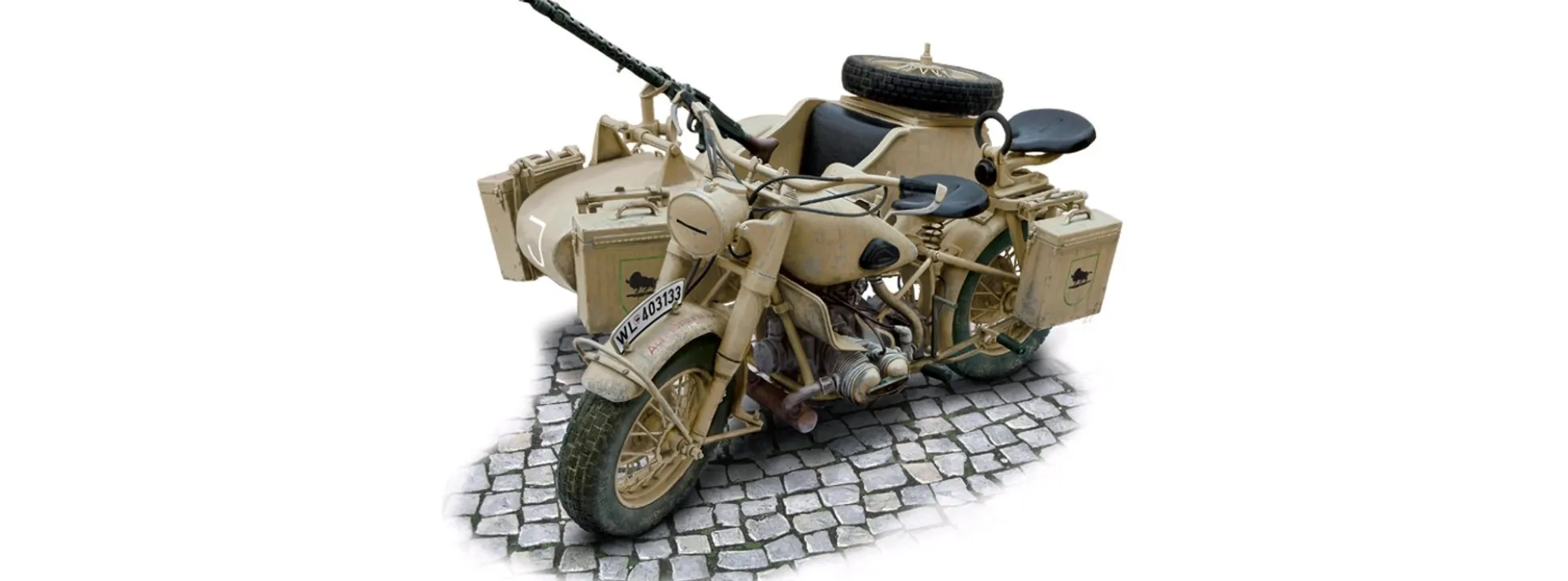 ITALERI 7403 Dt. BMW R75 mit Beiwagen | Militärmotorrad Bausatz 1:9