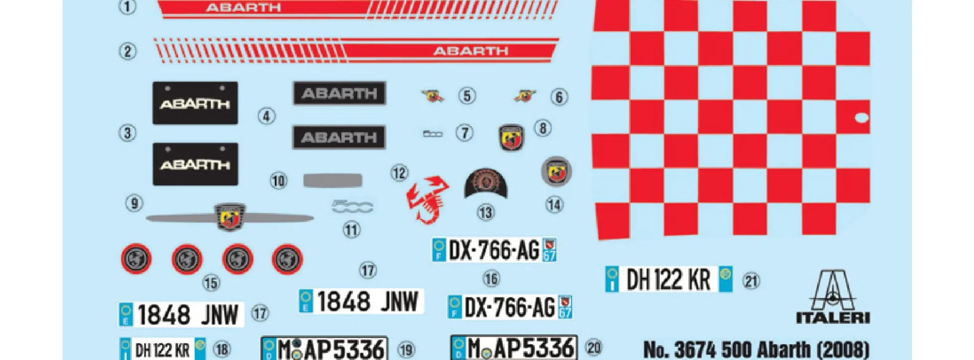 ITALERI 3674 Fiat 500 Abarth 2008 | Auto Bausatz 1:24