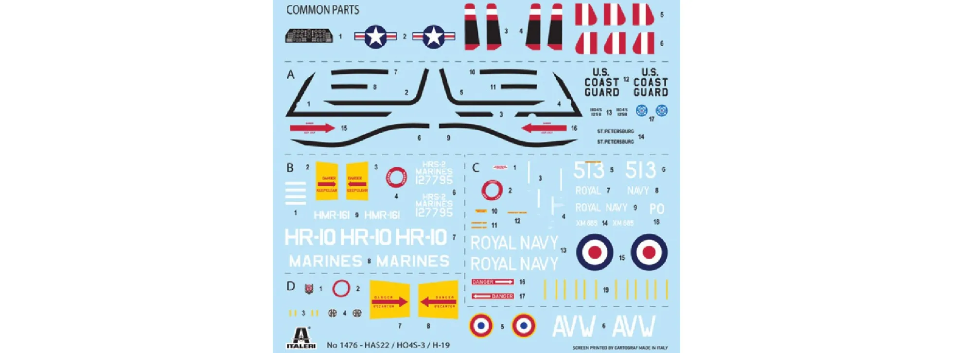 ITALERI 1476 Sikorsky H04S-3/HAS.7/H-19 | Hubschrauber Bausatz 1:72