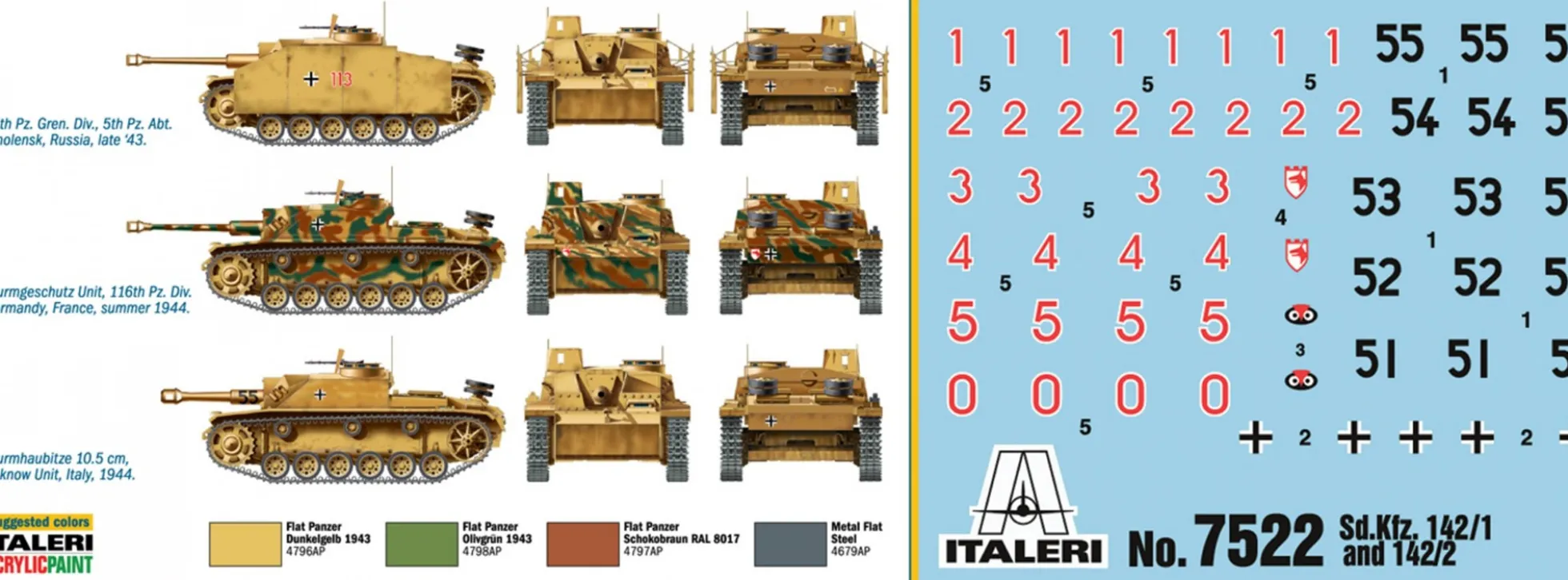 ITALERI 7522 Sturmgeschütz III 2x | Militär Bausatz 1:72