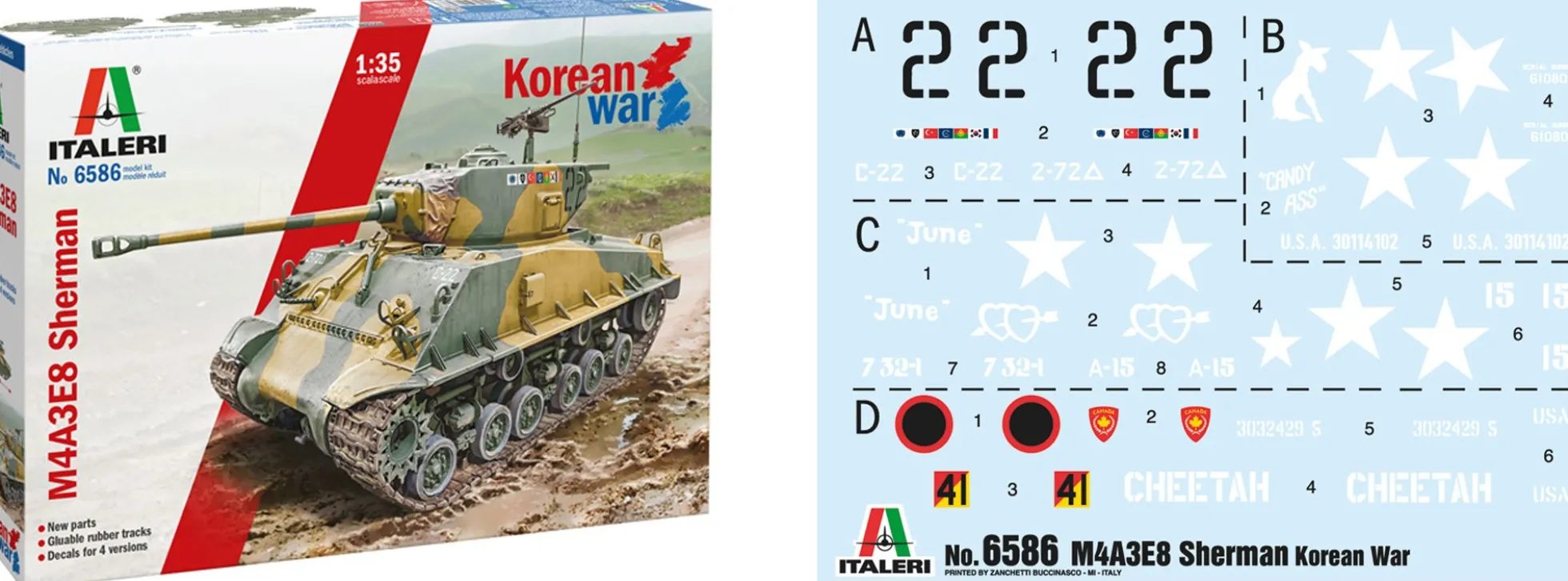 ITALERI 6586 US M4A3E8 Sherman Korea Krieg | Panzer Bausatz 1:35