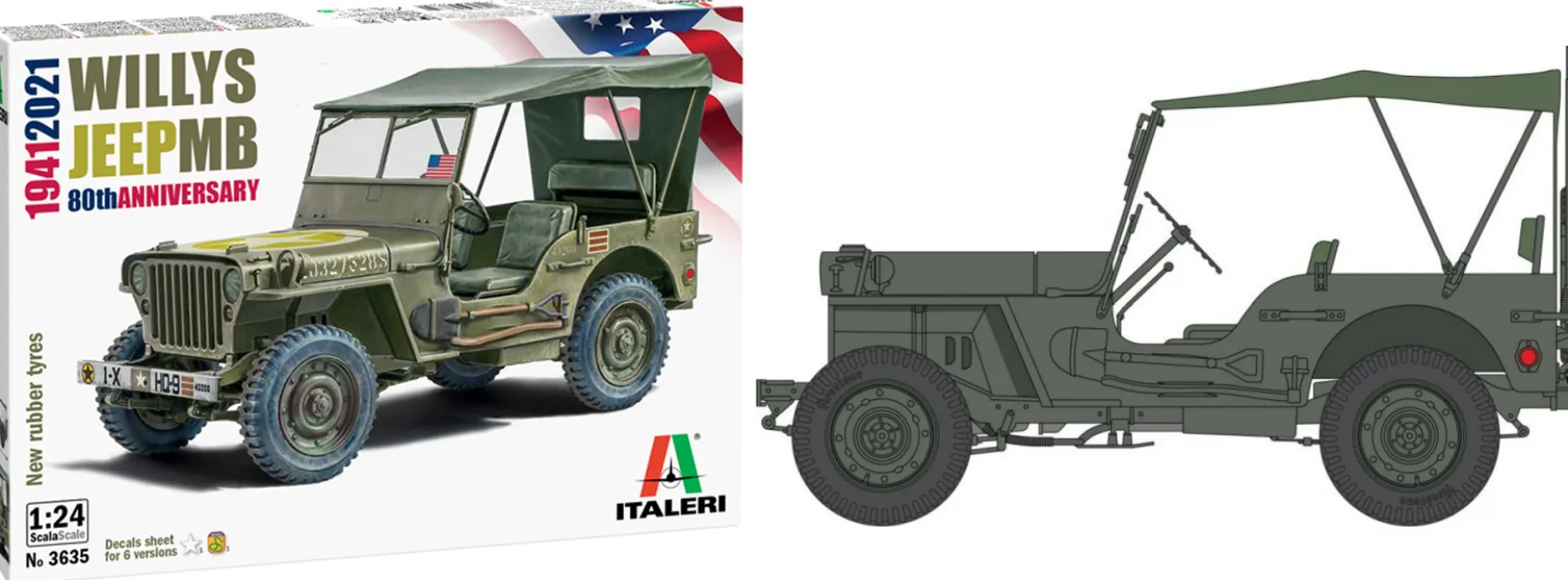 ITALERI 3635 Willys Jeep MB 80th Anniversary | Auto Bausatz 1:24