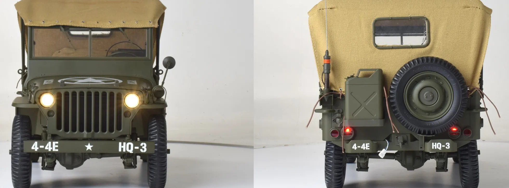 IXO 10105 Jeep Willys mit Anhänger + M3A1 u. M2 | mit Metallteilen | Premium Militär Bausatz 1:8