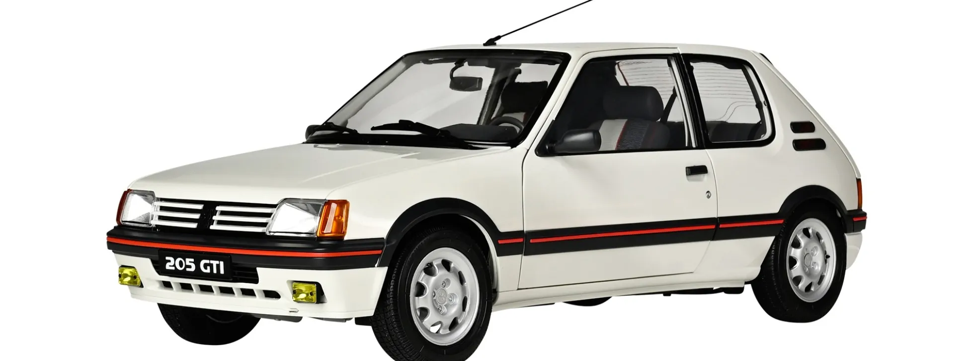 IXO 10122 Peugeot 205 GTI Weiß | Licht + Sound | Premium Auto Bausatz 1:8
