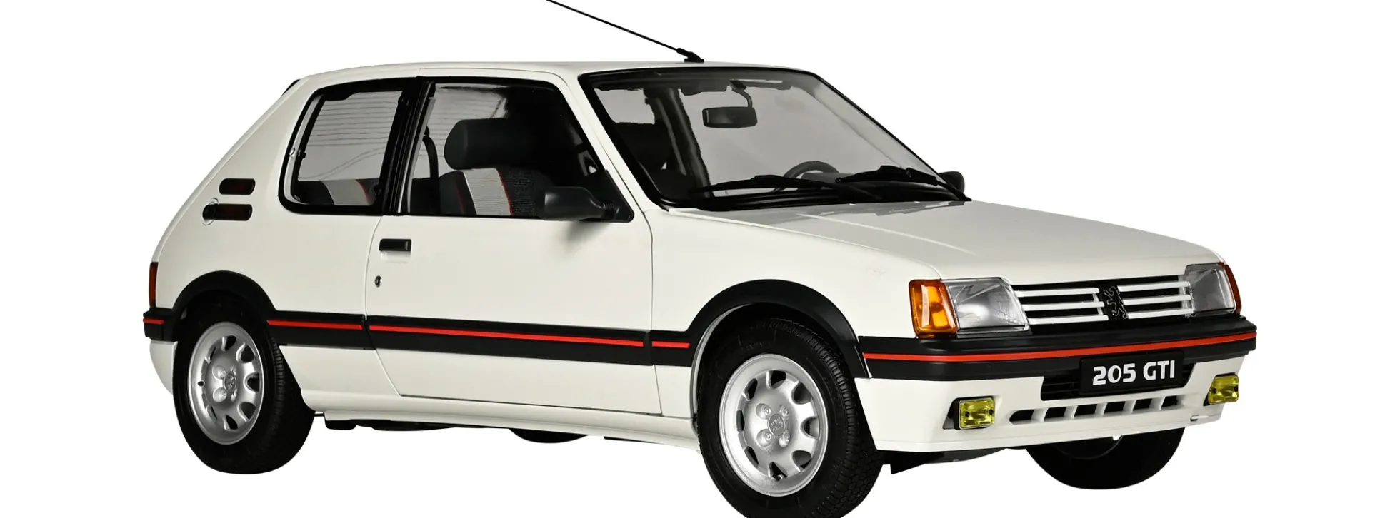 IXO 10122 Peugeot 205 GTI Weiß | Licht + Sound | Premium Auto Bausatz 1:8