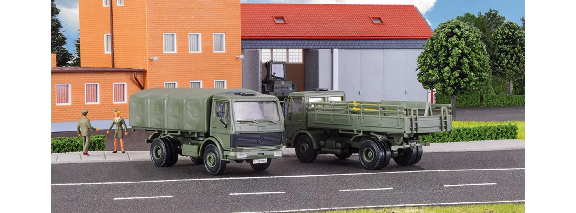 kibri 18051 MB 1017 Pritschenwagen Bundeswehr 2 Stück | Bausatz Spur H0