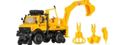kibri 16307 Zweiwege Unimog mit Heckbagger | LKW Bausatz 1:87