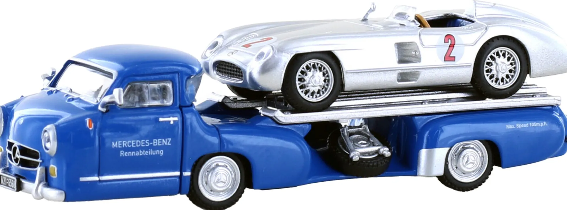 LEGRAND LE87311 MB Renntransporter - Das blaue Wunder mit 300 SLR Karl Kling No. 2 | Modellauto 1:87