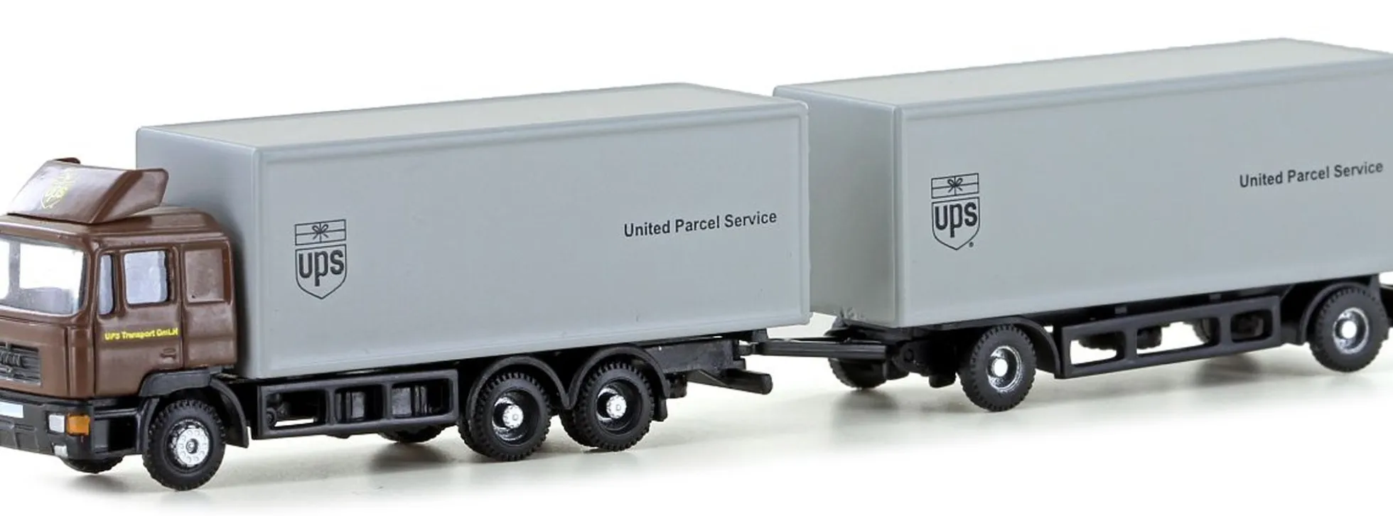 LEMKE LC4602 MAN F90 3-achs Koffer-Hängerzug UPS | LKW-Modell 1:160