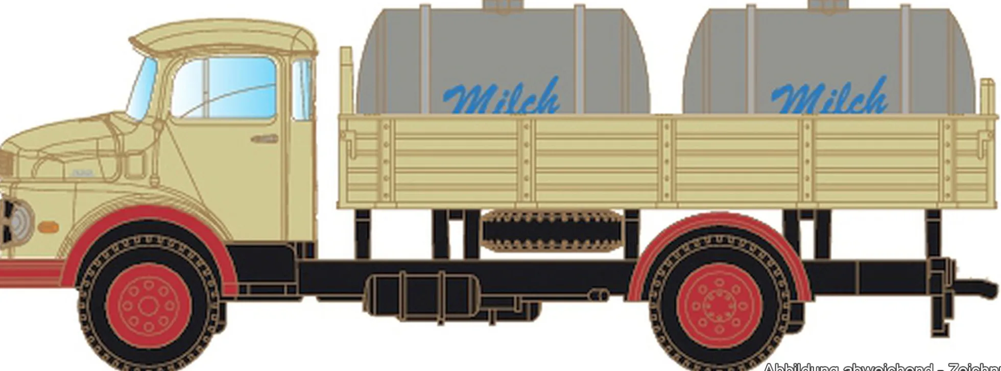 LEMKE LC3480 Mercedes-Benz L322 Pritsche mit Tank Milch | LKW-Modell 1:160
