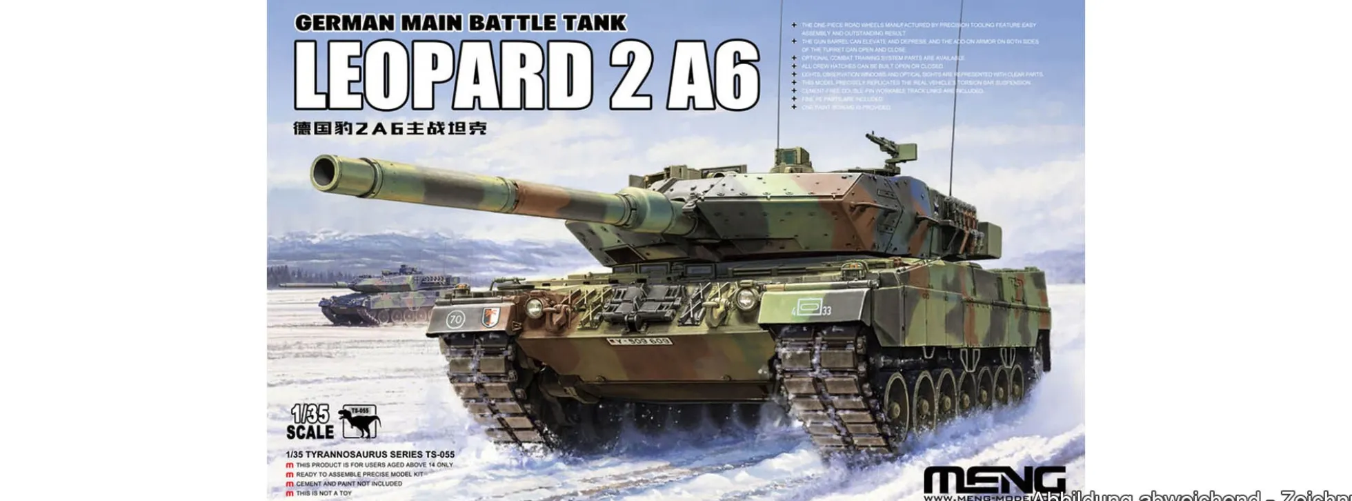 MENG TS-055 Deutscher Main Battle Tank Leopard 2A6 | Panzer Bausatz 1:35