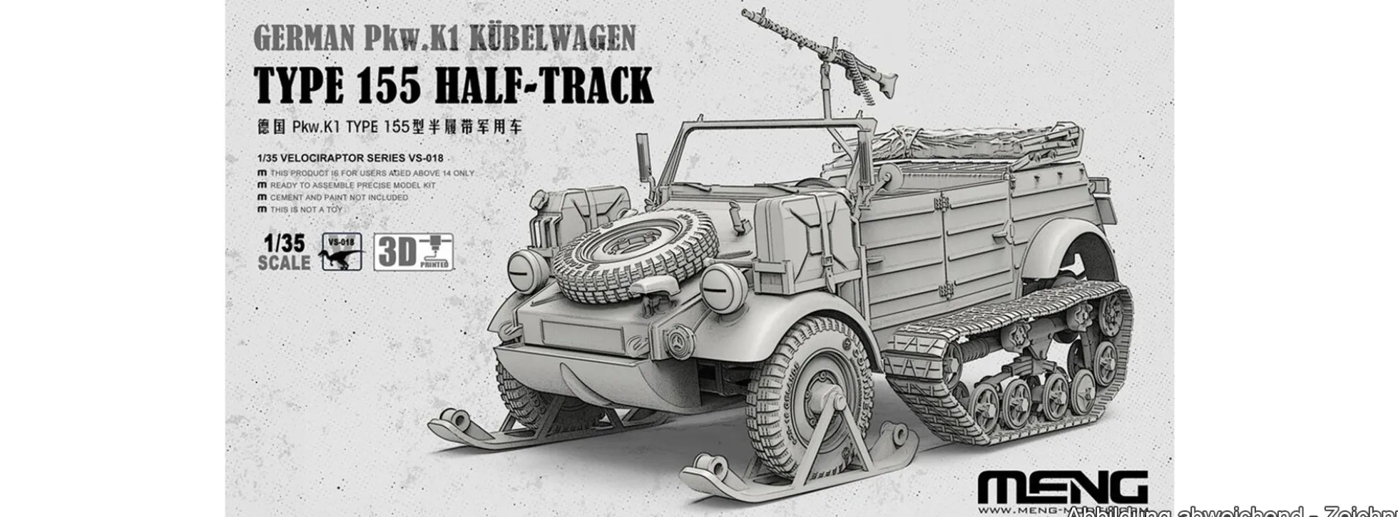 MENG VS-018 PKW. K1 Kübelwagen Type 155 Halbkette | Militär Bausatz 1:35