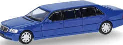 MicroCity 87MC000105 MB S600 Pullmann Stretch-Limousine blau | Modellauto 1:87