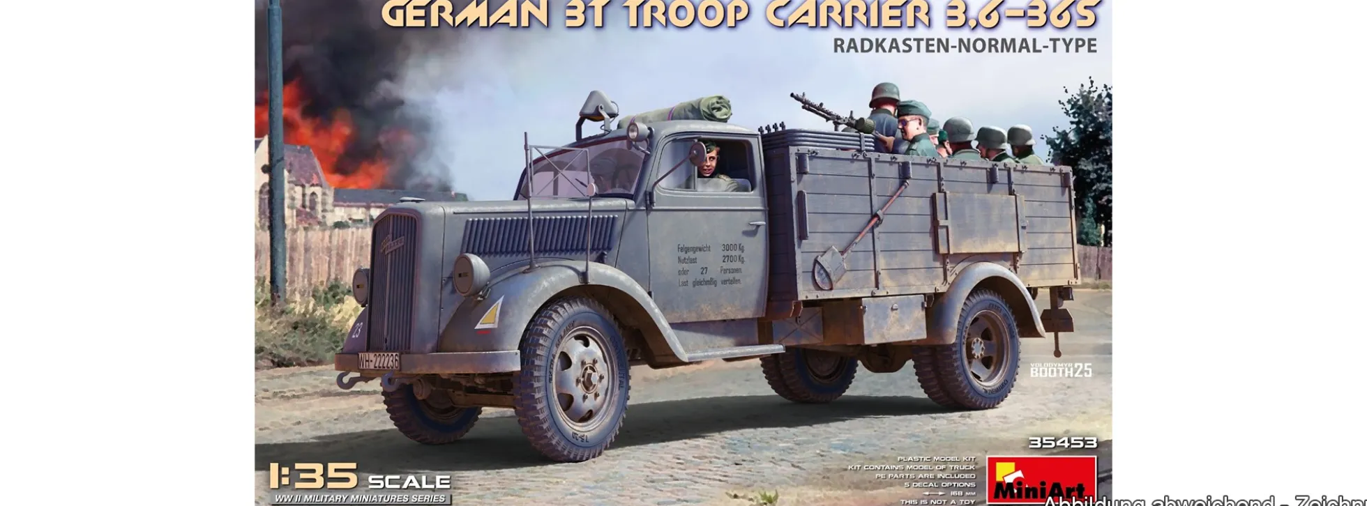 MiniArt 35453 Deutscher 3t Truppentransporter 3,6-36S Radkasten-Normal-Type | Militär Bausatz 1:35