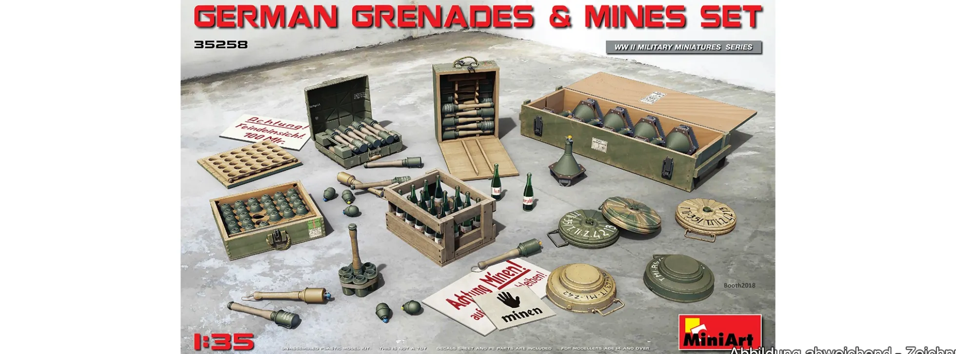 MiniArt 550035258 Deutsches Granaten-/Minen-Set | Militär Bausatz 1:35