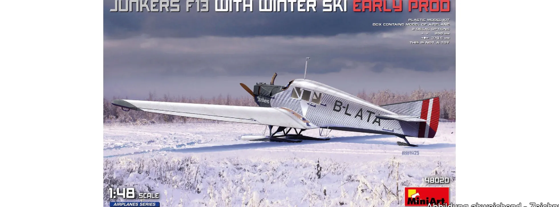 MiniArt 48020 Junkers F13 mit Winter Ski Frühe Produktion | Flugzeug Bausatz 1:48