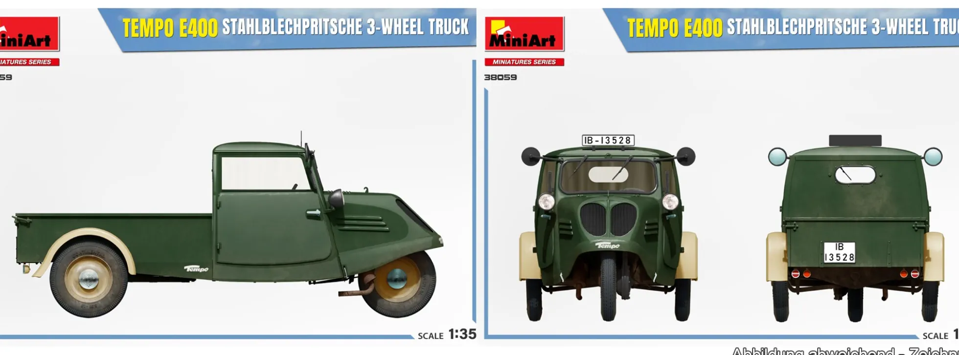 MiniArt 38059 Tempo E400 Stahlblechpritsche 3-Rad | Auto Bausatz 1:35