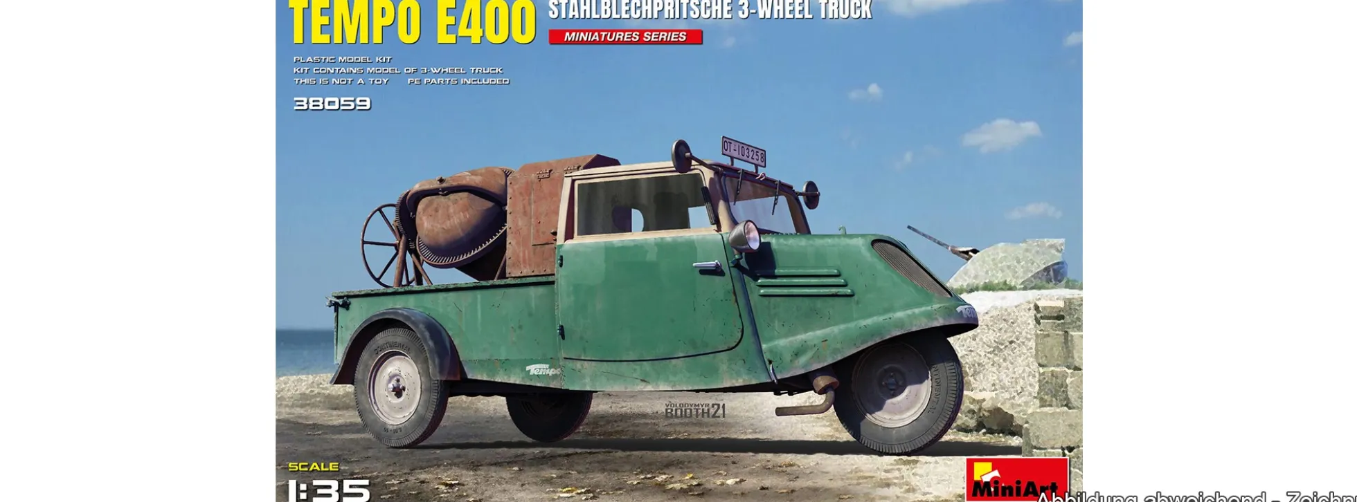 MiniArt 38059 Tempo E400 Stahlblechpritsche 3-Rad | Auto Bausatz 1:35