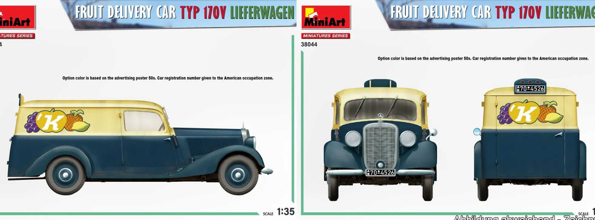 MiniArt 38044 Typ 170V Lieferwagen für Obst und Früchte | Auto Bausatz 1:35