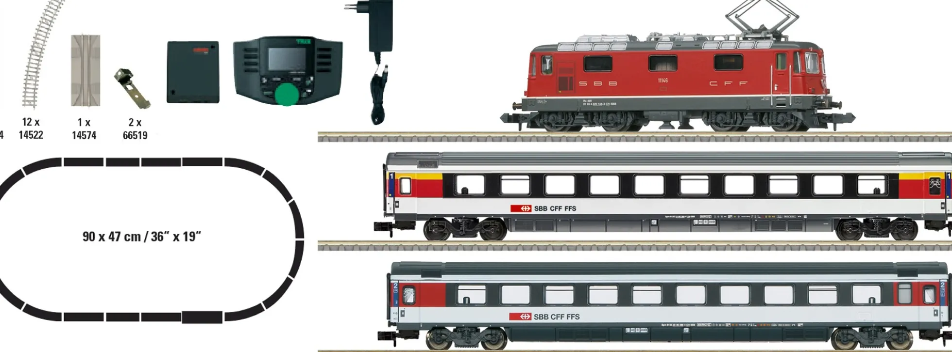 MINITRIX 11167 Digital-Startpackung Re 4/4 II mit EC-Personenzug SBB | DCC Sound | Spur N