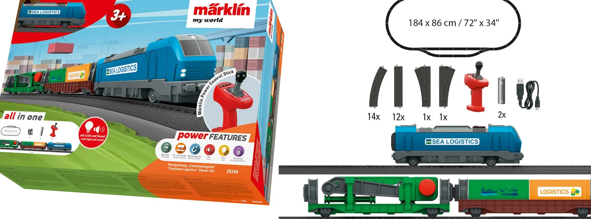 märklin 29349 my world Startpackung Containerlogistik | Batteriebahn | Spur H0