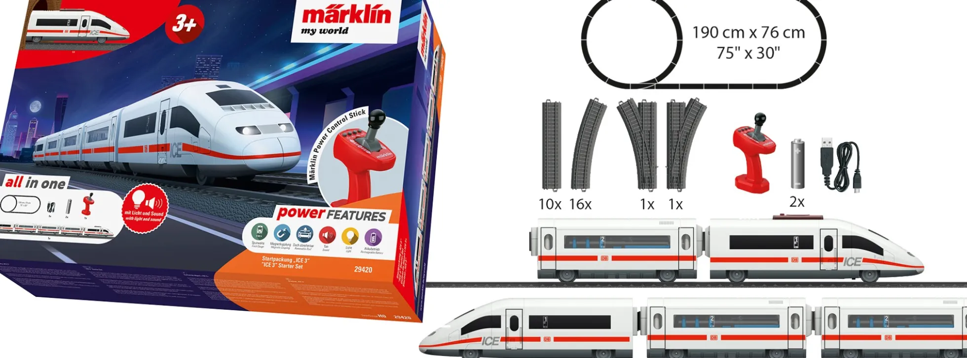 märklin 29420 my world Startpackung ICE 3 DB AG | Batteriebahn | Spur H0