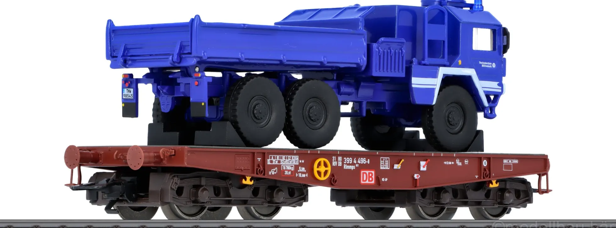 märklin 48836 Schwerlastwagen Rlmmps 651 mit MAN THW DB AG | Spur H0