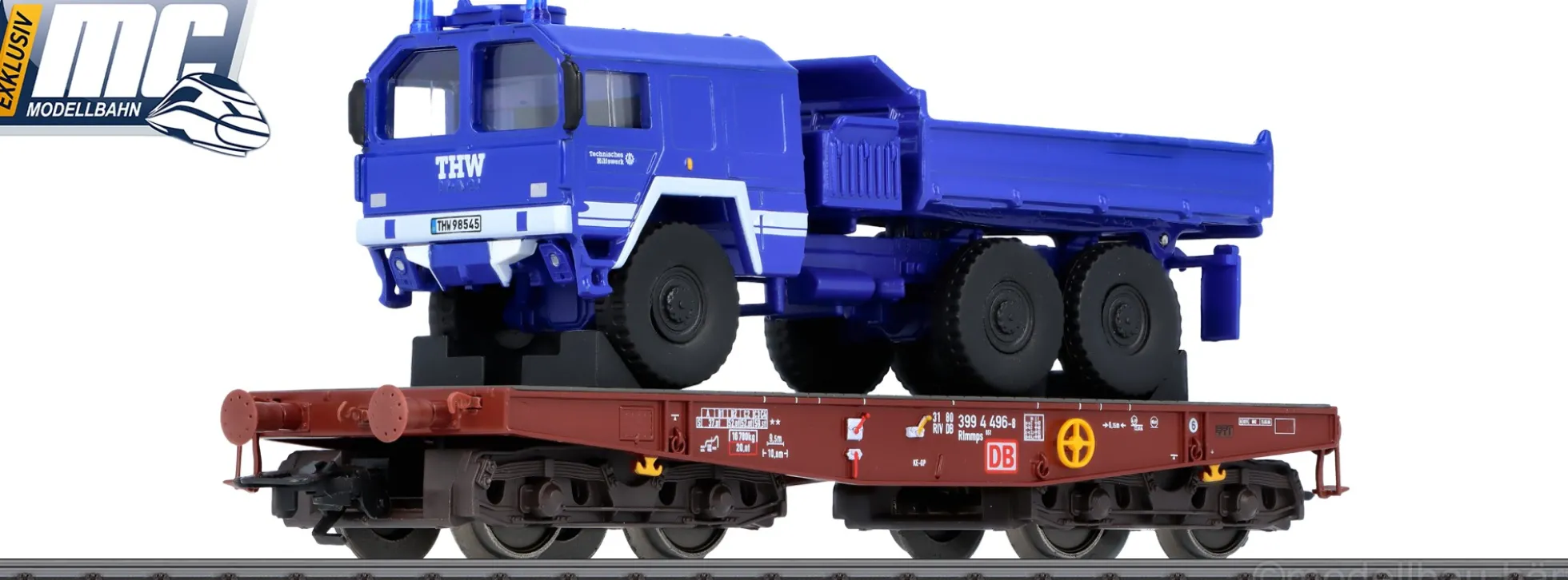 märklin 48836 Schwerlastwagen Rlmmps 651 mit MAN THW DB AG | Spur H0