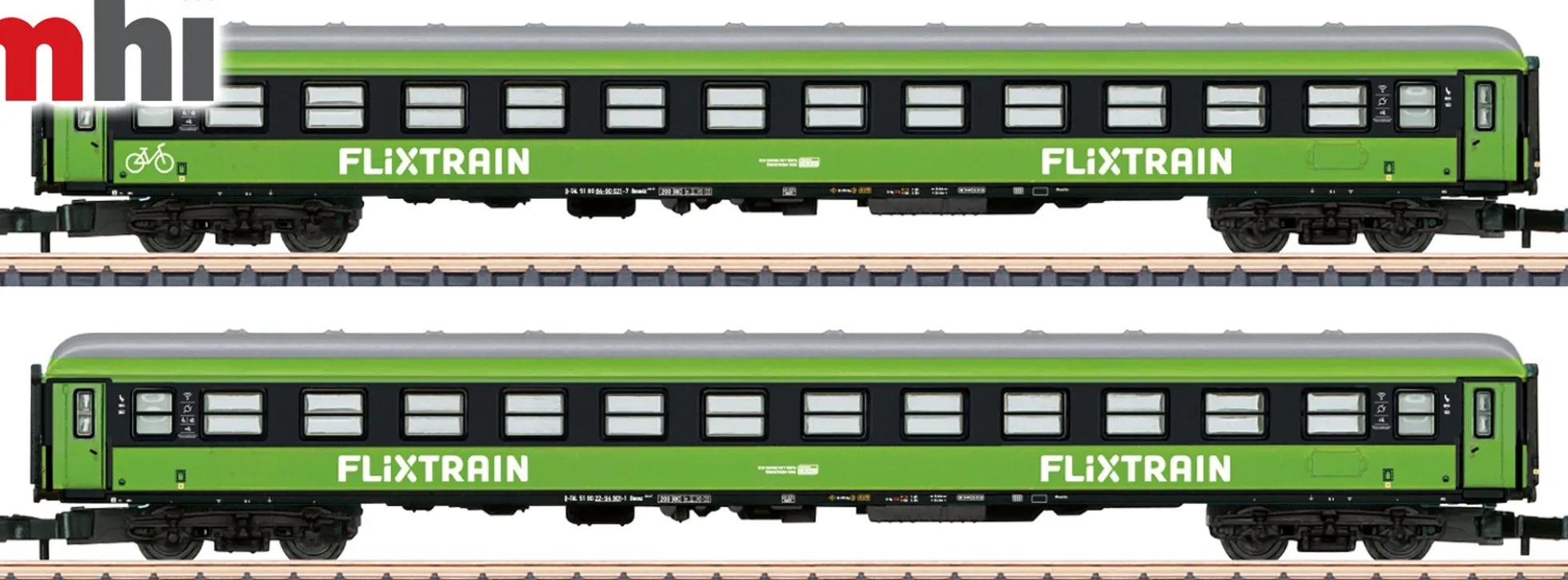märklin 87404 2-tlg. Set Schnellzugwagen FlixTrain | MHI | Set Nr. 2 | Spur Z