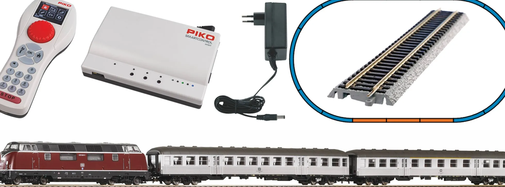 PIKO 59018 Start-Set BR 220 + Personenzug DB | SmartControl WLAN | DCC | Spur H0