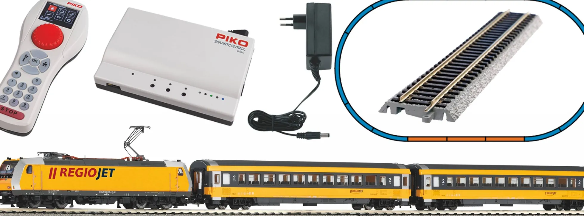 PIKO 59019 Start-Set BR 386 + Personenzug CZ Regiojet | SmartControl WLAN | DCC | Spur H0