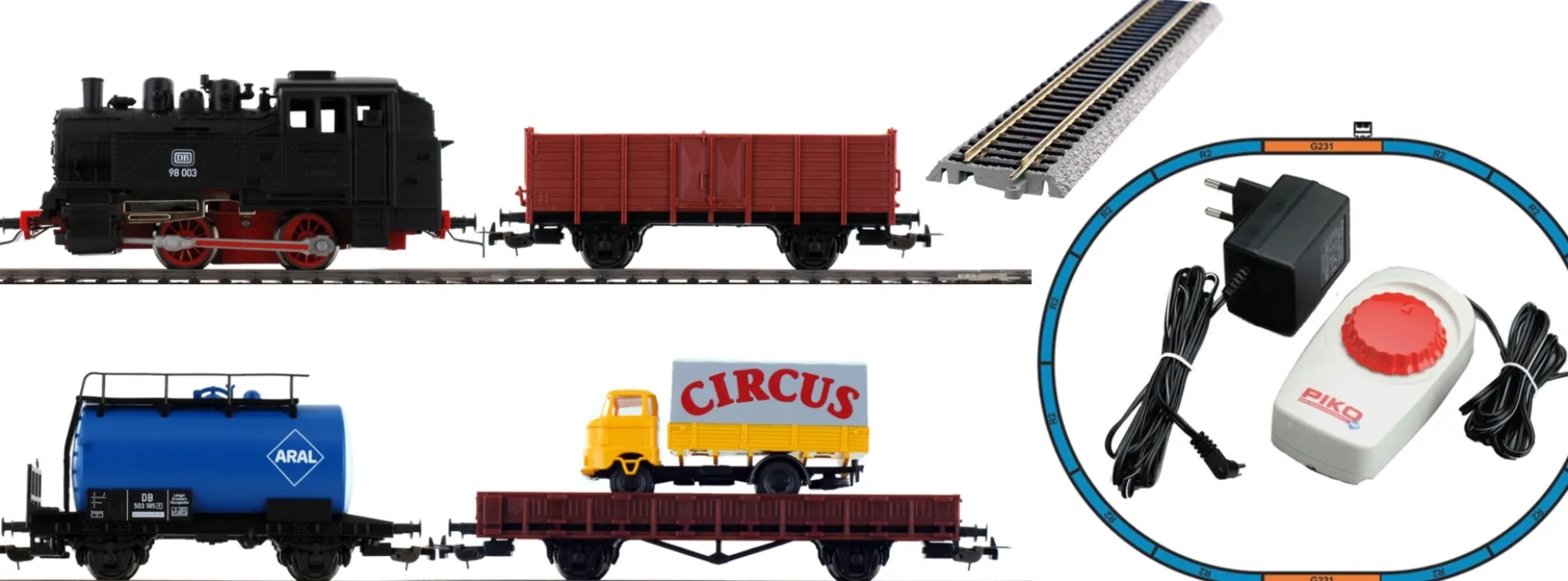 PIKO 57113 Start-Set Dampflok mit Güterzug DB | DC analog | Spur H0