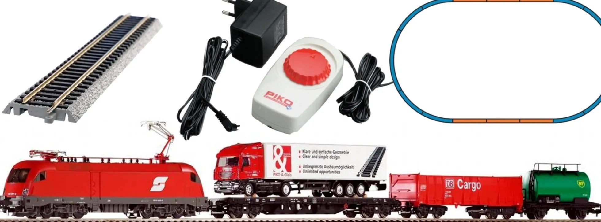 PIKO 57177 Start-Set E-Lok Taurus mit Güterzug ÖBB | DC analog | Spur H0