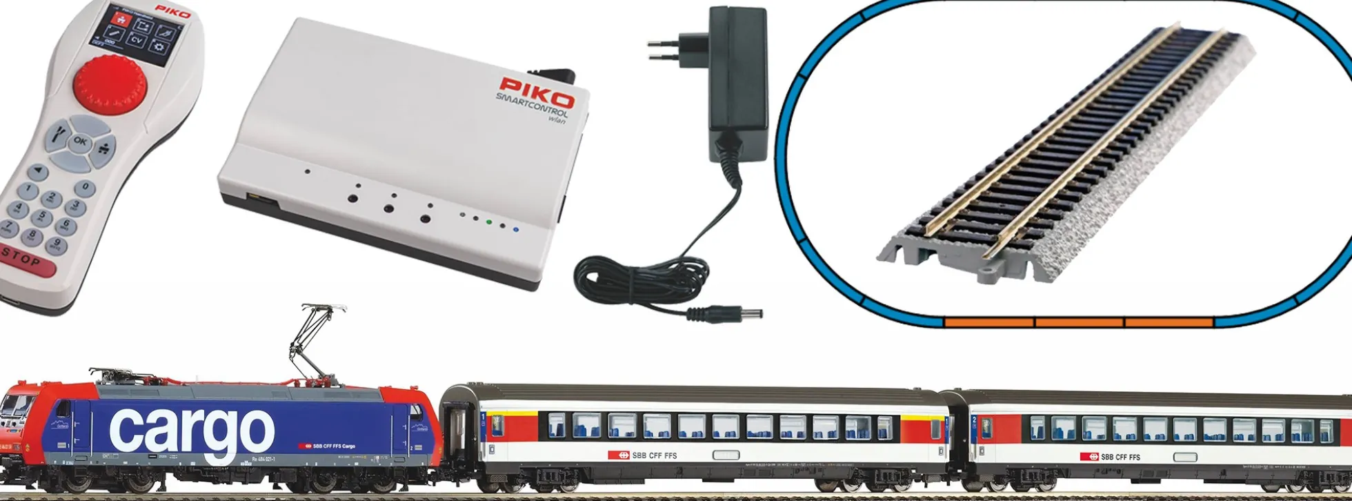 PIKO 59107 Start-Set Re 484 + Personenzug SBB | SmartControl WLAN | DCC | Spur H0