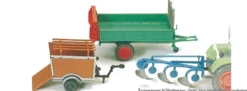 Preiser 17918 Anbaupflug Dungstreuer und Anhänger | Landwirtschaftsmodelle 1:87