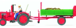 Preiser 17940 Fahr Traktor mit Einachs-Dungstreuer | Landwirtschaftsmodell 1:87