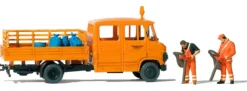 Preiser 33262 MB L407D Straßenmeisterei mit 2 Figuren | Automodell 1:87