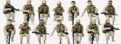 Preiser 16564 US-Army Soldaten | 14 unbemalte Miniaturfiguren Spur H0
