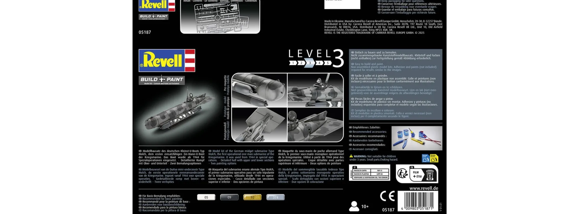 Revell 05187 Deutsches Miniatur U-Boot Type Molch | U-Boot Bausatz 1:72