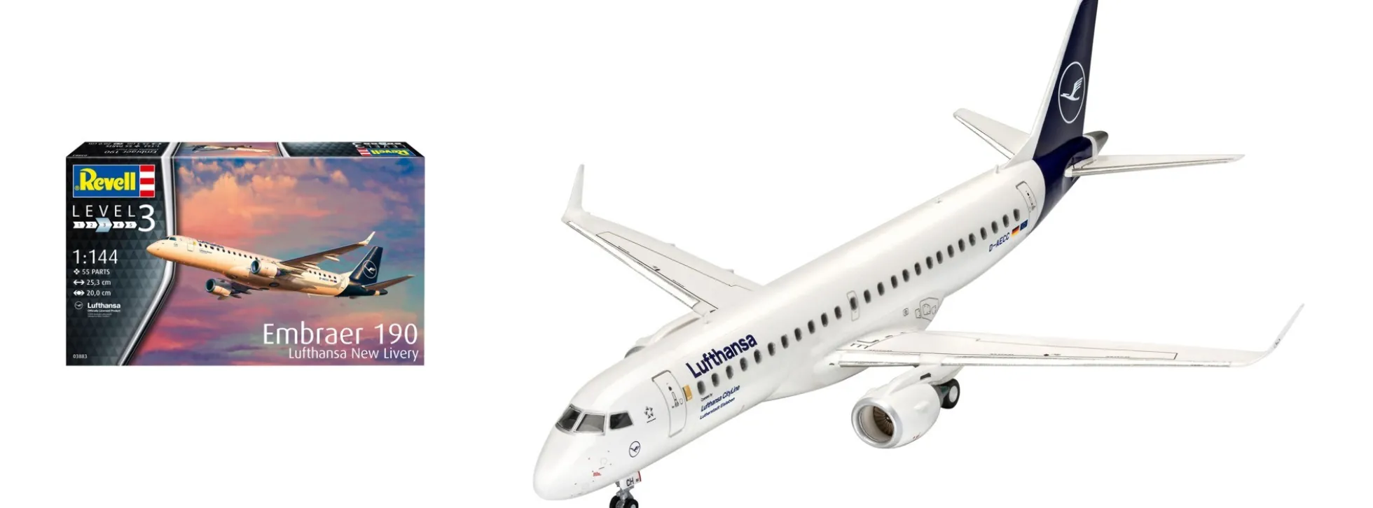 Revell 03883 Embraer 190 Lufthansa New Livery | Flugzeug Bausatz 1:144